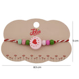 Bratara Martisor pentru Copii, Jolie, Pandativ Rotund Inima, cu Margele Multicolore, Snur Alb/Rosu, Roz deschis - vivimall.ro