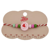 Bratara Martisor pentru Copii, Jolie, Pandativ Rotund Inima, cu Margele Multicolore, Snur Alb/Rosu, Roz deschis - vivimall.ro