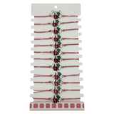 Bratara Martisor pentru Dama, Jolie, Model Buburuza cu Trifoi, Set 12 bucati, Pandativ Alb cu Print Traditional, Snur Ajustabil Impletit, Alb/Rosu - vivimall.ro