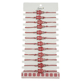 Bratara Martisor pentru Dama, Jolie, Model Bufnita, Set 12 bucati, Pandativ din Aliaj cu Print Traditional, Snur Ajustabil Impletit, Alb/Rosu - vivimall.ro