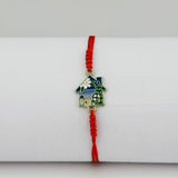 Bratara Martisor pentru Dama, Jolie, Model Casuta, Set 12 bucati, Pandativ Auriu din Inox cu Snur Rosu Ajustabil - vivimall.ro