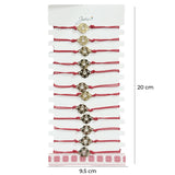Bratara Martisor pentru Dama, Jolie, Model Inima in Floare, Set 12 bucati, Pandativ Auriu din Inox cu Snur Rosu Ajustabil - vivimall.ro