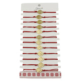 Bratara Martisor pentru Dama, Jolie, Model Luna cu Stele, Set 12 bucati, Pandativ din Inox Auriu, Snur Ajustabil Impletit, Rosu - vivimall.ro