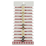 Bratara Martisor pentru Dama, Jolie, Model Fluture in Moneda, Set 12 bucati, Pandativ Auriu din Inox cu Snur Rosu Ajustabil - vivimall.ro