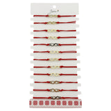 Bratara Martisor pentru Dama, Jolie, Model Infinit, Set 12 bucati, Pandativ din Inox Auriu, Snur Ajustabil Impletit, Rosu - vivimall.ro