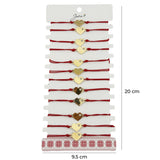 Bratara Martisor pentru Dama, Jolie, Model Inima mica, Set 12 bucati, Pandativ Auriu din Inox cu Snur Rosu Ajustabil - vivimall.ro