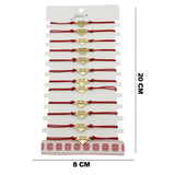 Bratara Martisor pentru Dama, Jolie, Model Inima Mama, Set 12 bucati, Pandativ din Inox Auriu, Snur Ajustabil Impletit, Rosu - vivimall.ro