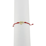Bratara Martisor pentru Dama, Jolie, Model Inima Mama si Trifoi, Set 12 bucati, Pandativ din Inox Auriu, Snur Ajustabil Impletit, Rosu - vivimall.ro