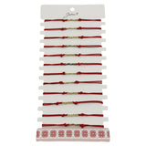 Bratara Martisor pentru Dama, Jolie, Model Mama, Set 12 bucati, Pandativ din Inox Auriu, Snur Ajustabil Impletit, Rosu - vivimall.ro