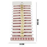 Bratara Martisor pentru Dama, Jolie, Model Picioruse, Set 12 bucati, Pandativ din Inox Auriu, Snur Ajustabil Impletit, Rosu - vivimall.ro