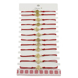 Bratara Martisor pentru Dama, Jolie, Model Copac, Set 12 bucati, Pandativ din Inox Auriu, Snur Ajustabil Impletit, Rosu - vivimall.ro