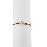 Bratara Martisor pentru Dama, Jolie, Model Mama cu Floare, Set 12 bucati, Pandativ din Inox Auriu, Snur Ajustabil Impletit, Rosu - vivimall.ro