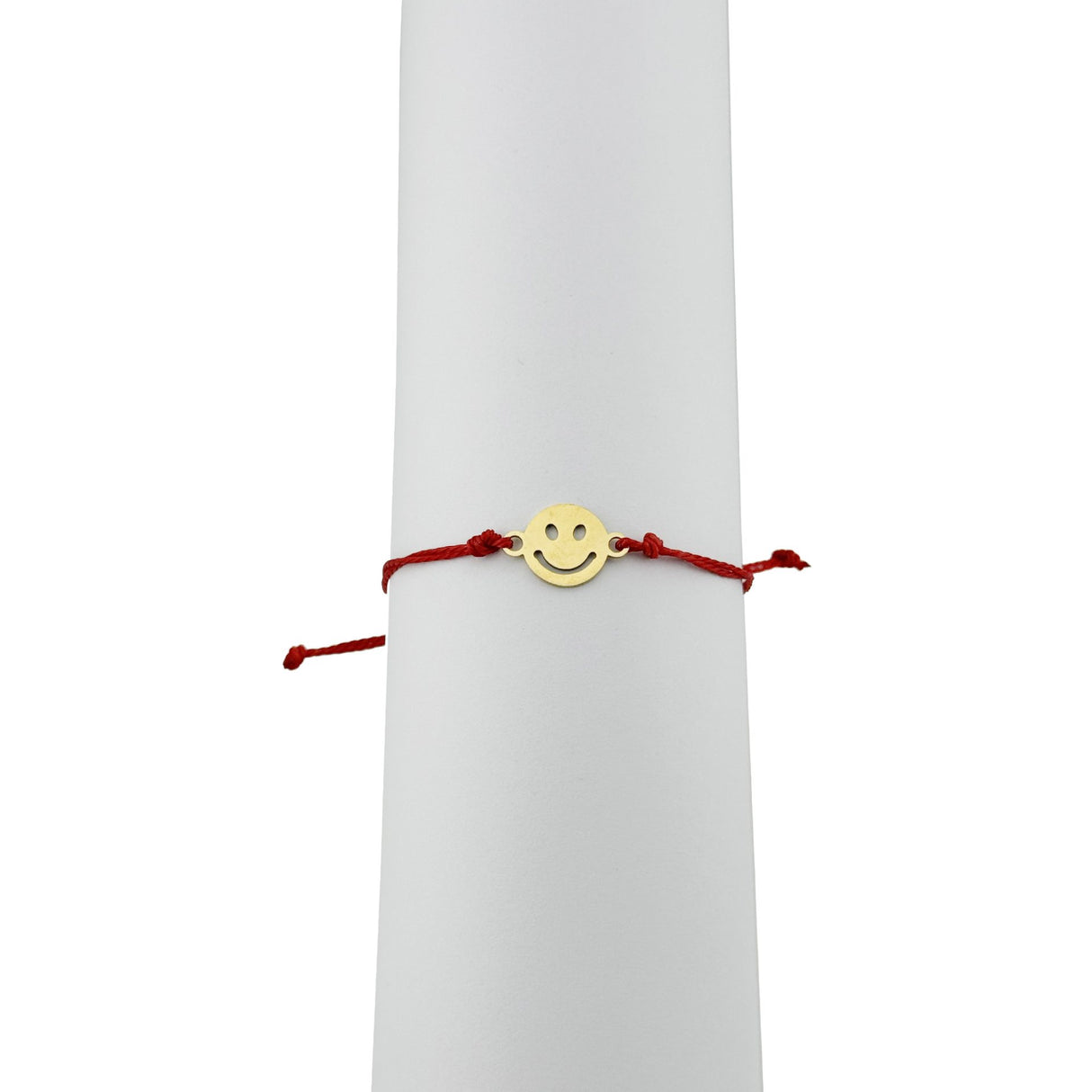 Bratara Martisor pentru Dama, Jolie, Model Smiley, Set 12 bucati, Pandativ din Inox Auriu, Snur Ajustabil Impletit, Rosu - vivimall.ro