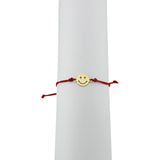 Bratara Martisor pentru Dama, Jolie, Model Smiley, Set 12 bucati, Pandativ din Inox Auriu, Snur Ajustabil Impletit, Rosu - vivimall.ro