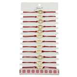 Bratara Martisor pentru Dama, Jolie, Model Inger, Set 12 bucati, Pandativ din Inox Auriu, Snur Ajustabil Impletit, Rosu - vivimall.ro