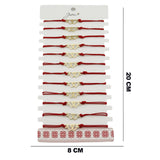 Bratara Martisor pentru Dama, Jolie, Model Inima, Set 12 bucati, Pandativ din Inox Auriu, Snur Ajustabil Impletit, Rosu - vivimall.ro