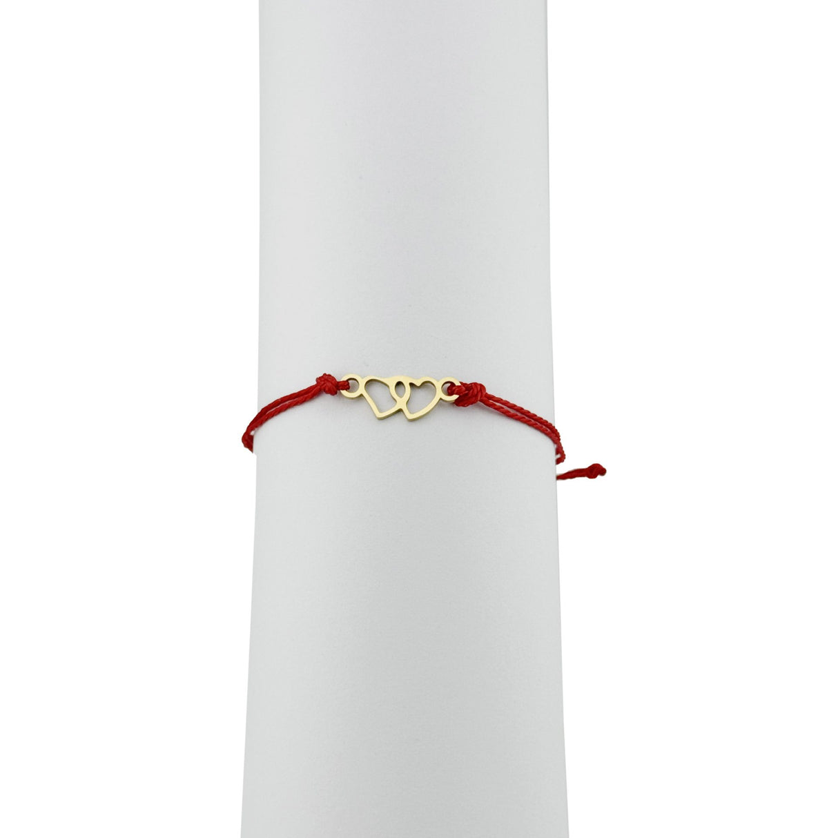 Bratara Martisor pentru Dama, Jolie, Model Inima, Set 12 bucati, Pandativ din Inox Auriu, Snur Ajustabil Impletit, Rosu - vivimall.ro
