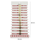 Bratara Martisor pentru Copii, Jolie, Model Copacul Vietii, Set 12 bucati, Pandativ Auriu din Inox cu Snur Rosu Ajustabil - vivimall.ro