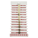 Bratara Martisor pentru Copii, Jolie, Model Copacul Vietii, Set 12 bucati, Pandativ Auriu din Inox cu Snur Rosu Ajustabil - vivimall.ro