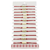 Bratara Martisor pentru Dama, Jolie, Model Familie, Set 12 bucati, Pandativ din Inox Auriu, Snur Ajustabil Impletit, Rosu - vivimall.ro