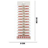 Bratara Martisor pentru Dama, Jolie, Model Curcubeu cu  Inimi, Set 12 bucati, Pandativ din Inox Auriu, Snur Ajustabil Impletit, Rosu - vivimall.ro