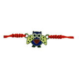 Martisor Bratara pentru Dama si Copii, Jolie, Model Bufnita Inteleapta cu Inimioara, Set 12 bucati, Pandantiv Emailat, Snur Reglabil, Rosu/Multicolor - vivimall.ro