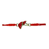 Martisor Bratara pentru Dama si Copii, Jolie, Model Ciupercute Norocoase, Set 12 bucati, Pandantiv Emailat, Snur Reglabil, Rosu - vivimall.ro