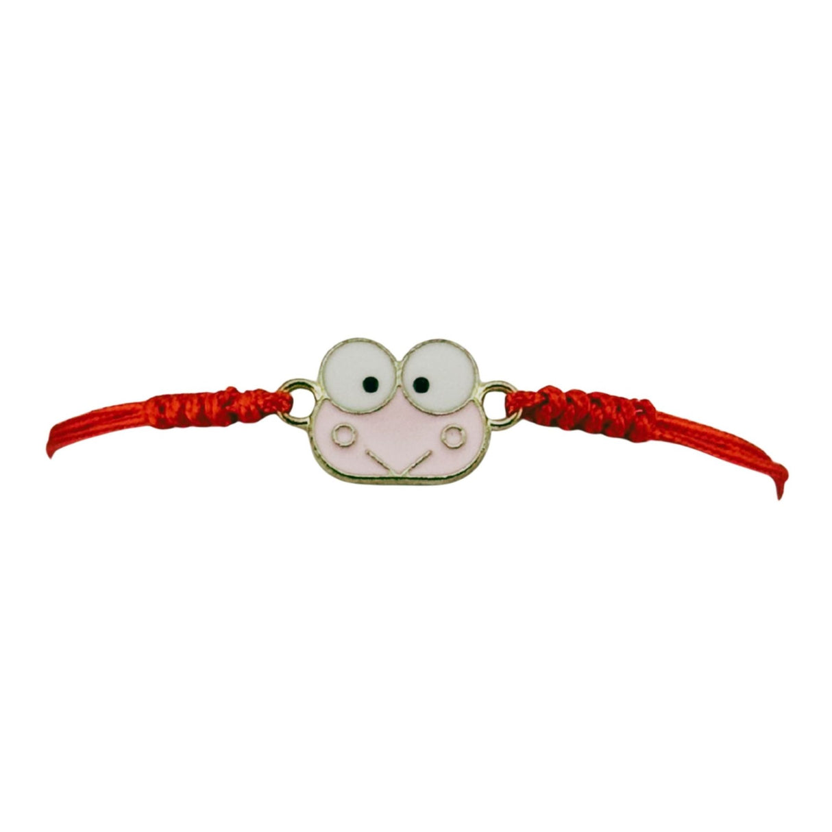 Martisor Bratara pentru Dama si Copii, Jolie, Model Broscuta Vesela, Set 12 bucati, Pandantiv Emailat, Snur Reglabil, Rosu/Roz - vivimall.ro