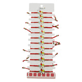 Martisor Bratara pentru Dama si Copii, Jolie, Model Floare Multicolora, Set 12 bucati, Pandantiv Emailat, Snur Reglabil, Rosu - vivimall.ro