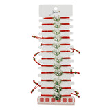 Martisor Bratara pentru Dama si Copii, Jolie, Model Iepuras pe Semiluna cu Flori, Set 12 bucati, Pandantiv Emailat, Snur Reglabil, Rosu/Multicolor - vivimall.ro
