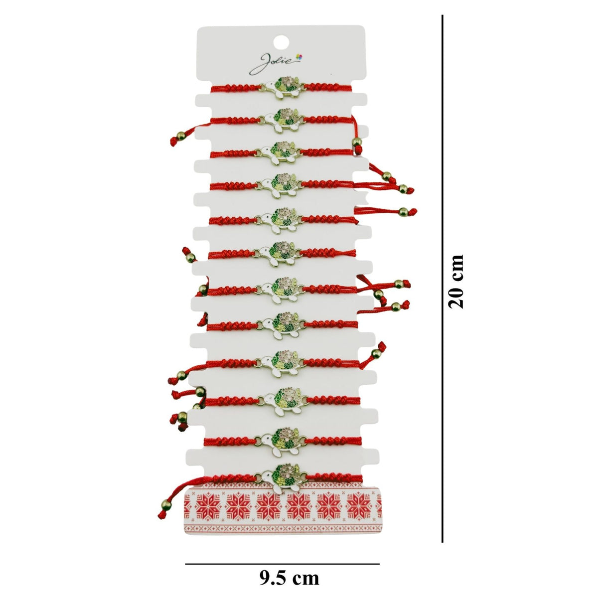 Martisor Bratara pentru Dama si Copii, Jolie, Model Broscuta Testoasa cu Carapace Florala, Set 12 bucati, Pandantiv Emailat, Snur Reglabil, Rosu/Verde - vivimall.ro
