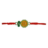 Martisor Bratara pentru Dama si Copii, Jolie, Model Floare cu Nasturel, Set 12 bucati, Pandantiv Emailat, Snur Reglabil, Portocaliu/Verde - vivimall.ro
