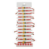 Martisor Bratara pentru Dama si Copii, Jolie, Model Floricica Zambitoare, Set 12 bucati, Pandantiv Emailat, Snur Reglabil, Rosu/Portocaliu - vivimall.ro