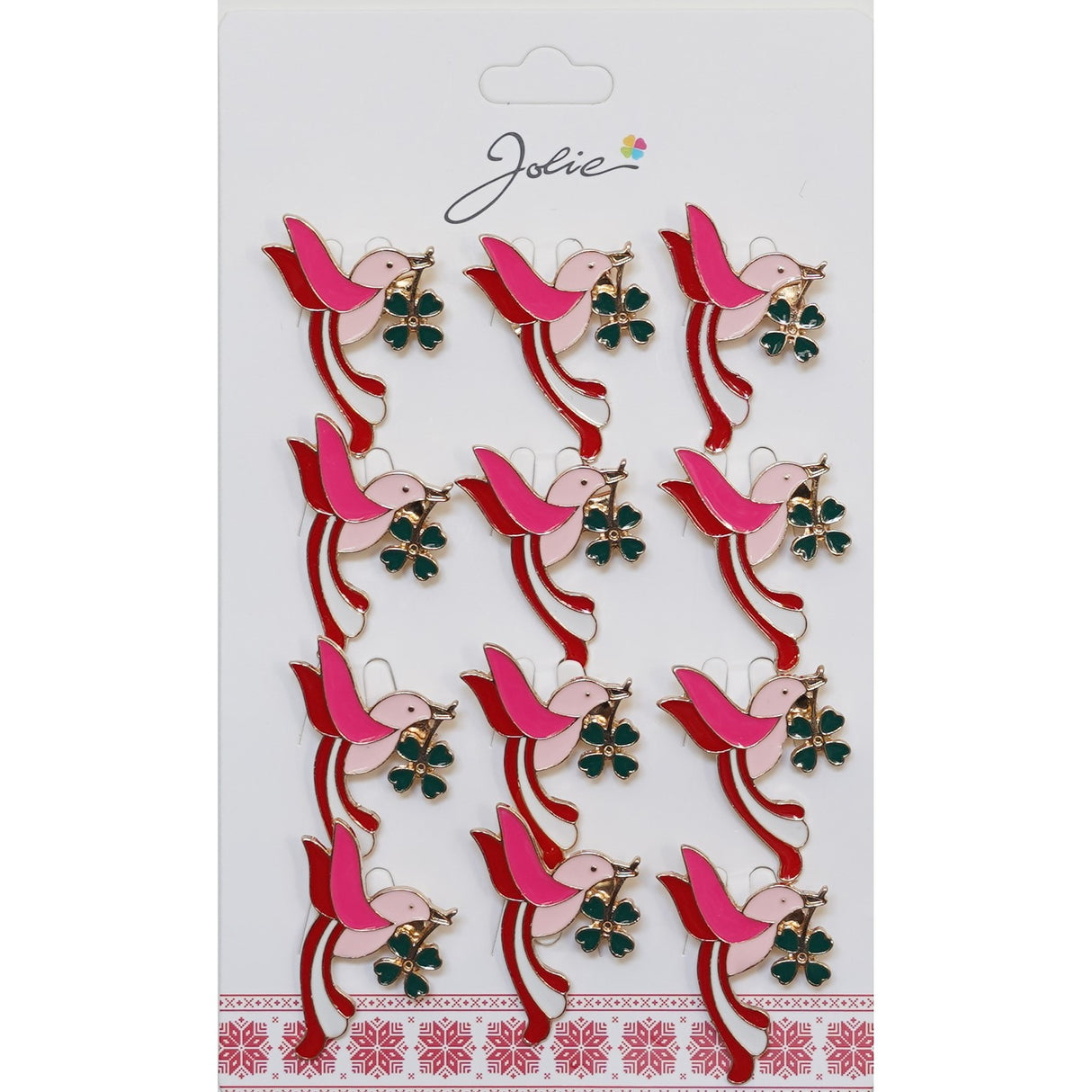 Set 12 Brose Martisor Primavara Pasare cu Trifoi in Cioc - vivimall.ro