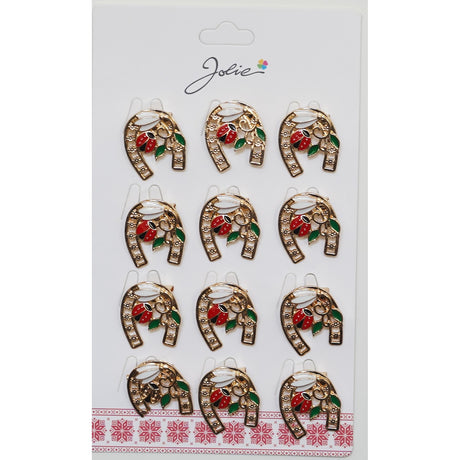 Set 12 Brose Martisor Primavara Potcoava cu Buburuza si Ghiocel - vivimall.ro