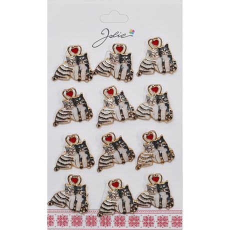 Set 12 Brose Martisor Primavara Cuplu Pisici - vivimall.ro