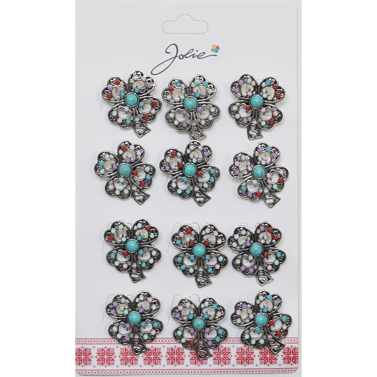 Set 12 Broșe Mărțișor Trifoi cu Pietricele Vintage | Jolie - vivimall.ro