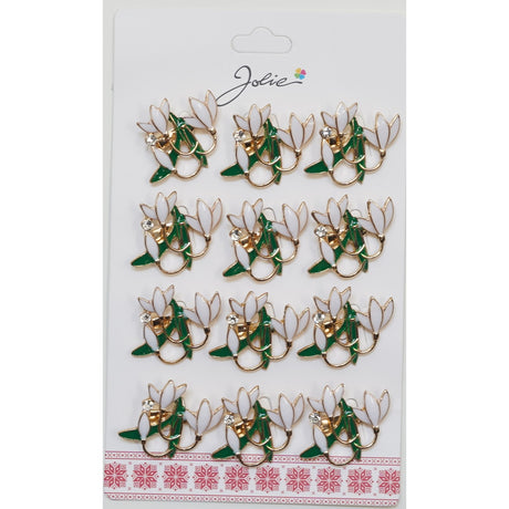 Set 12 Brose Martisor Primavara Buchet Ghiocei cu Piatra - vivimall.ro