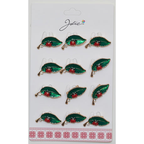 Set 12 Broșe Mărțișor Buburuză pe Frunză | Jolie - vivimall.ro