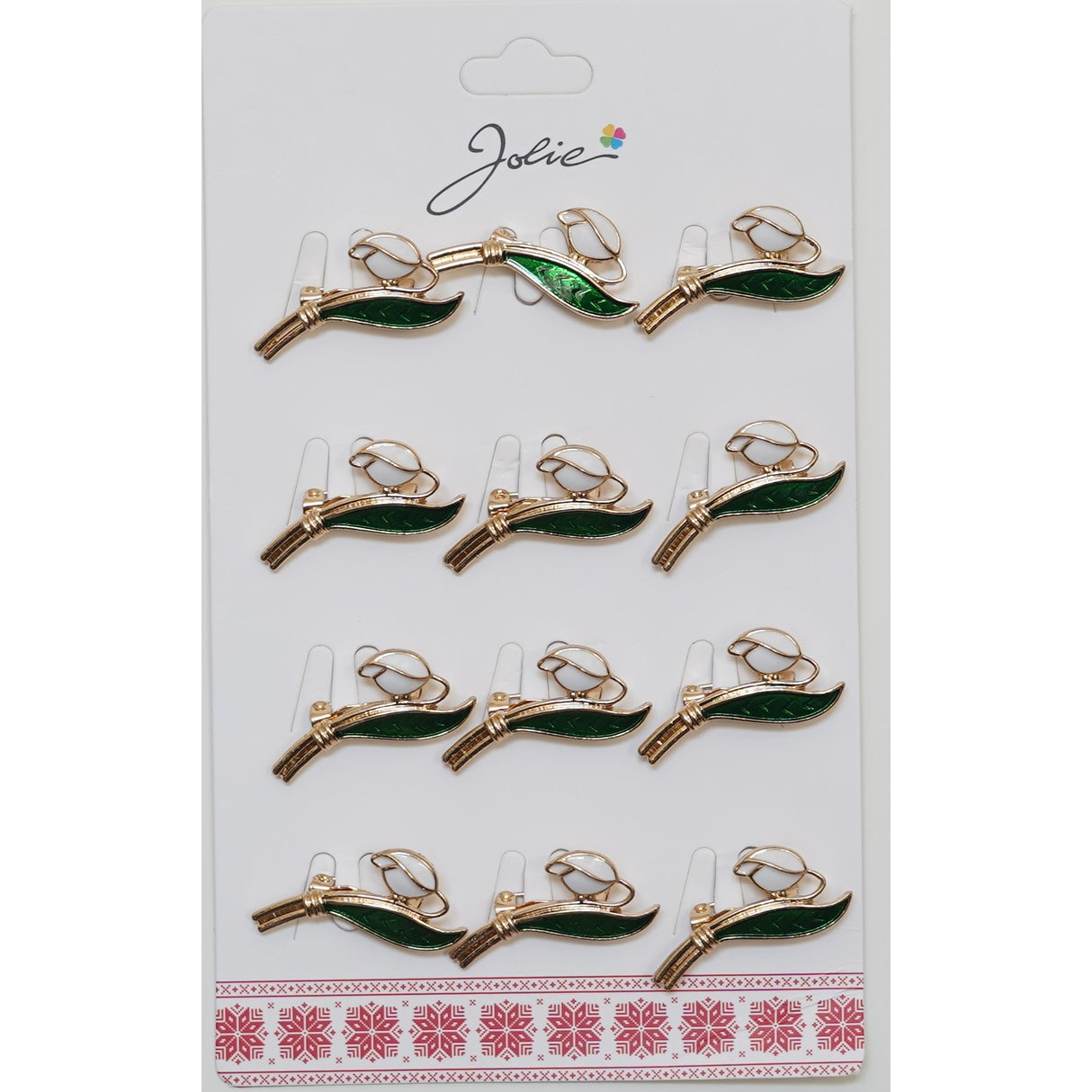 Set 12 Broșe Mărțișor Ghiocel Primăvară | Jolie - vivimall.ro