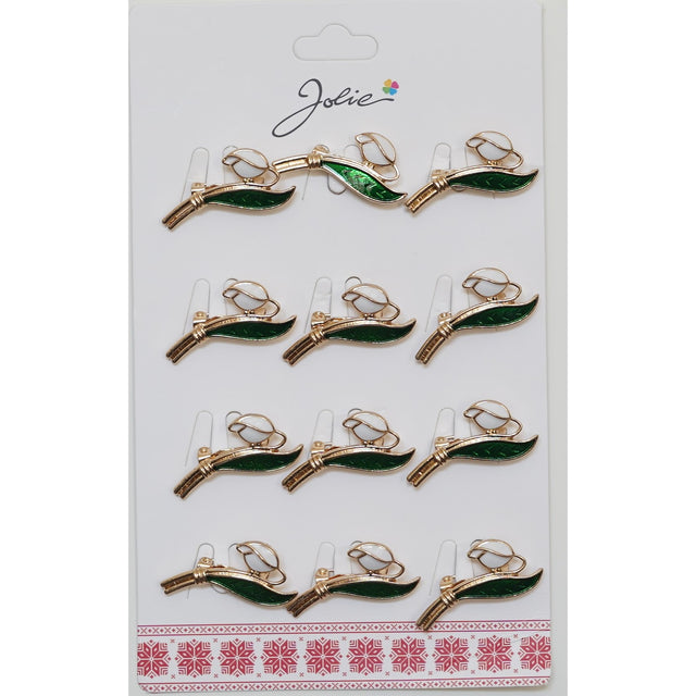 Set 12 Broșe Mărțișor Ghiocel Primăvară | Jolie - vivimall.ro