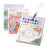 Set Carte de Colorat cu Acuarela, Flippy, Model Capibara, 20 Foi de Carton 200 gr, 12 Culori, 1 Pensula, 15.7 x 18.8 x 1.8 cm, Maro