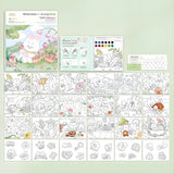 Set Carte de Colorat cu Acuarela, Flippy, Model Iepure, 20 Foi de Carton 200 gr, 12 Culori, 1 Pensula, 15.7 x 18.8 x 1.8 cm, Alb