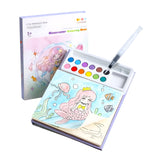 Set Carte de Colorat cu Acuarela, Flippy, Model Sirena, 20 Foi de Carton 200 gr, 12 Culori, 1 Pensula, 15.7 x 18.8 x 1.8 cm, Roz