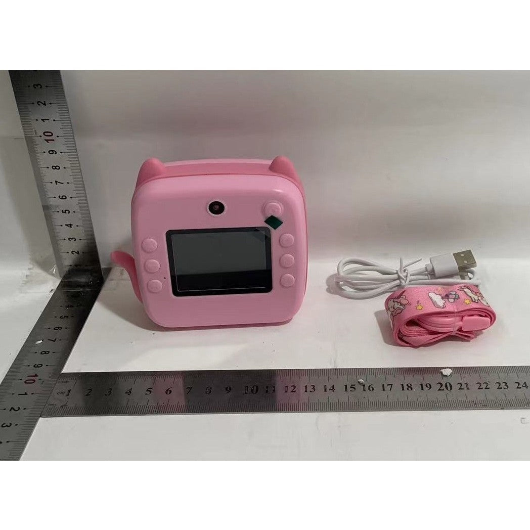 Set Camera Instantanee pentru Copii, Flippy, Ecran HD 2.4'', 24MP, 720P Video, 1200 mAh, cu Functie de Printare Alb-Negru, cablu USB-C, Bluetooth, Compatibil iOS/Android, Imprimare APP, Model Kitty, Roz - vivimall.ro