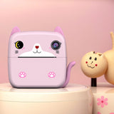 Set Camera Instantanee pentru Copii, Flippy, Ecran HD 2.4'', 24MP, 720P Video, 1200 mAh, cu Functie de Printare Alb-Negru, cablu USB-C, Bluetooth, Compatibil iOS/Android, Imprimare APP, Model Kitty, Roz - vivimall.ro