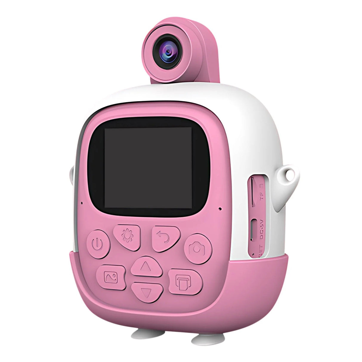 Set Camera Instantanee pentru Copii, Flippy, Ecran HD 2.4'', 24MP, 720P Video, 1200 mAh, cu Functie de Printare Alb-Negru, cablu USB-C, Bluetooth, Compatibil iOS/Android, Imprimare APP, Model Iepure Emoji, Roz - vivimall.ro