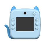 Set Camera Instantanee pentru Copii, Flippy, Ecran HD 2.4'', 24MP, 720P Video, 1200 mAh, cu Functie de Printare Alb-Negru, cablu USB-C, Bluetooth, Compatibil iOS/Android, Imprimare APP, Model Kitty, Albastru - vivimall.ro
