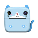 Set Camera Instantanee pentru Copii, Flippy, Ecran HD 2.4'', 24MP, 720P Video, 1200 mAh, cu Functie de Printare Alb-Negru, cablu USB-C, Bluetooth, Compatibil iOS/Android, Imprimare APP, Model Kitty, Albastru - vivimall.ro