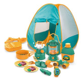 Set camping exterior/interior pentru copii, 7 accesorii cu tematica si cort, multicolor - vivimall.ro